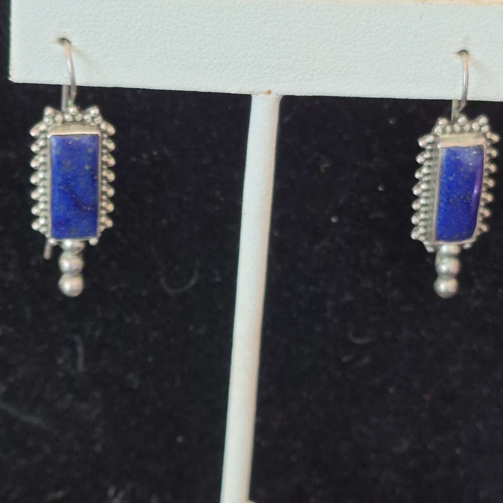 Lapis Lazuli Sterling Silver Dangle Earrings - image 1